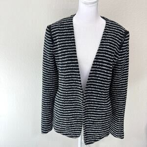Theory Women Yasa Purpose Blazer Jacket Measures M Striped Zipper Textured Black